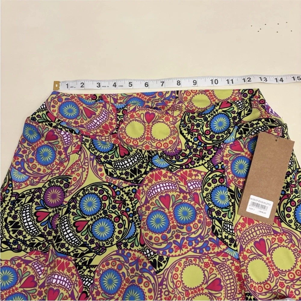 DonaJo Womens 2 Medium Sugar Skull Tennis Athletic Skort Skirt Built in Shorts - Picture 4 of 9